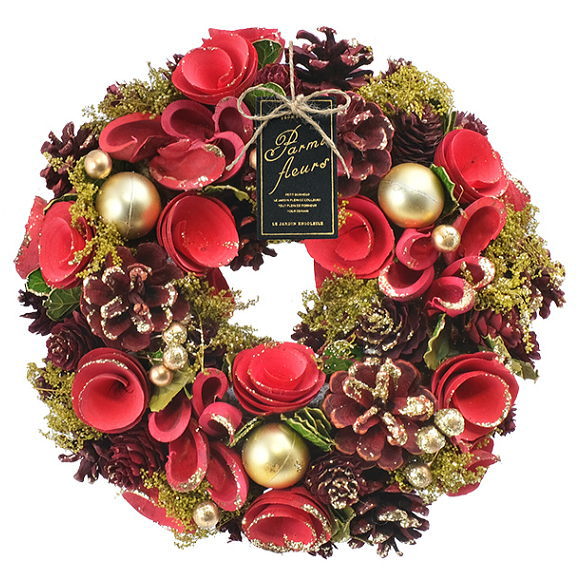 楽天市場】クリスマスリース CMナチュラルハートリースM レッド