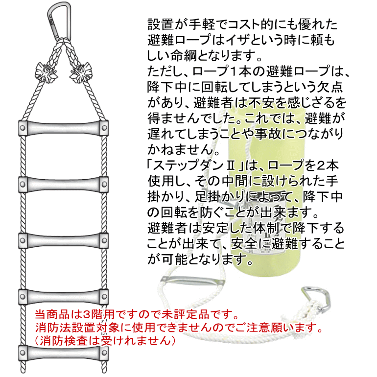 楽天市場 避難ロープ ステップダンii型 522 ３階用 7 7m 未検品 コンビニ受取可 防災備蓄の倉庫番 災害対策本舗 防災備蓄の倉庫番 災害対策本舗