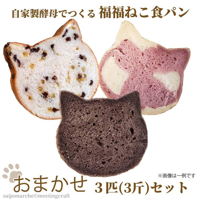 楽天市場】＜自家製酵母でつくる 福福ねこ食パン3匹セット＞ ねこパン 