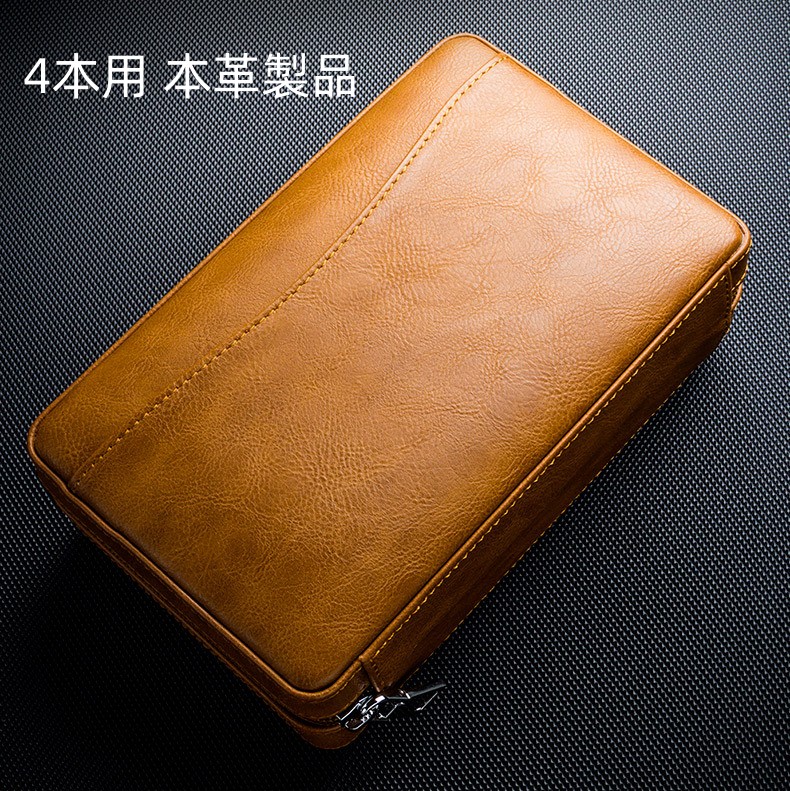 【クーポン利用で10%OFF！】送料無料 葉巻ケース シガーケース 保湿 携帯 喫煙器具 レザー 皮サック 4本用 本革製品  ポータブル 父の日 贈り物 プレゼント 松木 旅行葉巻ヒュミドールボックス