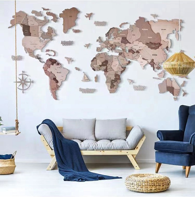 楽天市場】3D Wood World Map 世界地図 インテリア 木製 壁掛け 世界