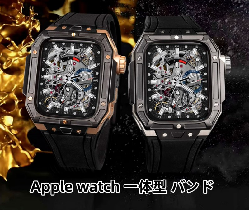 【18-25日！15%OFFクーポン配布中】送料無料 Apple Watch 9 バンド ステンレス Apple Watch SE 一体型 バンド バンド Apple Watch series8 7 6 5 4 44mm 一体型 交換用バンド apple watch 7 45mm カバーバンド プレゼント レザー メンズ 高級感 バンド