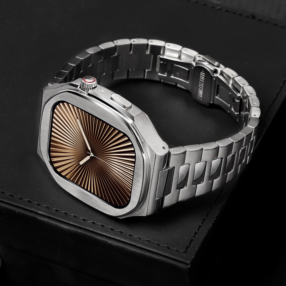 【10%OFFクーポン配布中】送料無料 Apple Watch s11 一体型 バンド フレーム保護 高級 Apple Watch 10 Apple Watch s10 46MM 高級感 耐衝撃 一体型 交換用 ステンレス バンド Watch s11 46mmプレゼント レザー メンズ 高級感 バンド 贈り物 長さ調整器具付き