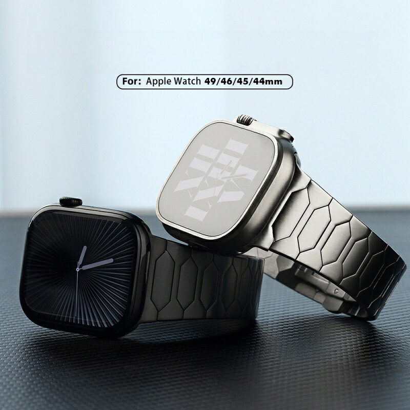 【クーポン利用で10%OFF】送料無料 Apple Watch s11 バンド チタン合金 Apple Watch 9 ひし形 バンド Apple Watch SE Apple Watch series 7 6 5 4 45mm 交換用バンド Apple Watch series 10 バンド 46mm プレゼント レザー メンズ 高級感 WatchUltra 49mm
