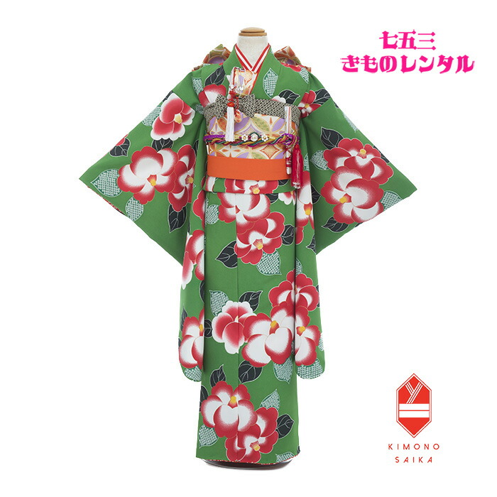 新品☆椿の花が可愛らしい着物☆七五三フルセット 楽天市場】七五三 着物 3歳 販売 女の子 おしゃれ 「 椿(つばき