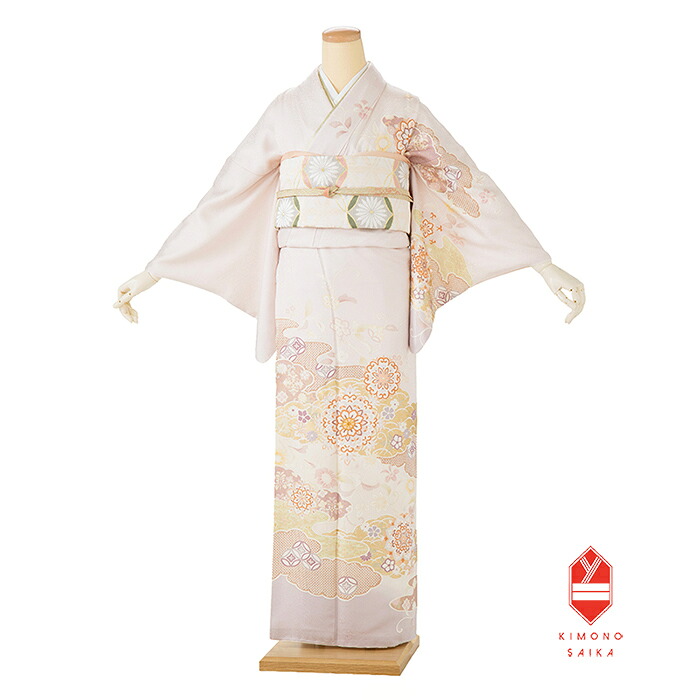 【レンタル】【正絹】訪問着 淡ピンク 正倉院文様 華紋に唐花 お宮参り 七五三 入学式 卒業式 結婚式 披露宴 列席 母親 送料無料 付下げ フルセット きもの 20代 30代 40代 50代 最新コーディネイト くすみカラー フォーマル 礼装 正統派 高級品 おしゃれ 上品 モダン 古典
