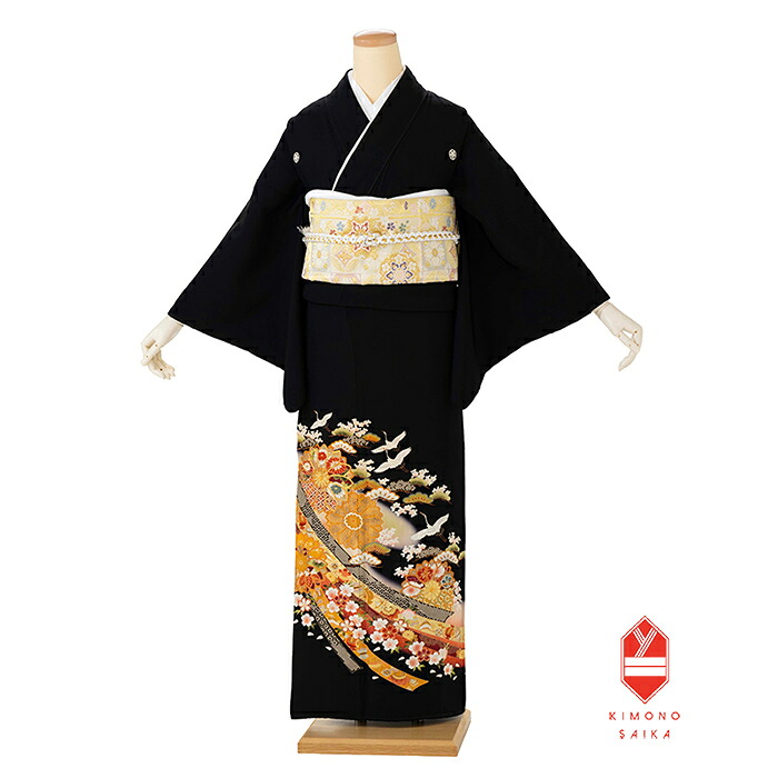 【レンタル】留袖 6533 熨斗に大菊 翔鶴 正絹 結婚式 披露宴 列席 母親 仲人 モダン 古典 送料無料 フルセット きもの 袋帯 40代 50代 150cm 155cm 160cm 7号 9号 11号 13号 tomesode