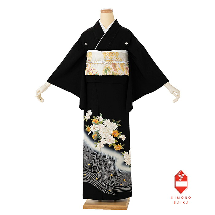 【レンタル】留袖 6537 Sサイズ 鹿の子流水に芍薬 正絹 結婚式 披露宴 列席 母親 仲人 モダン 古典 送料無料 フルセット きもの 袋帯 50代 60代 145cm 150cm 155cm 5号 7号 9号 tomesode