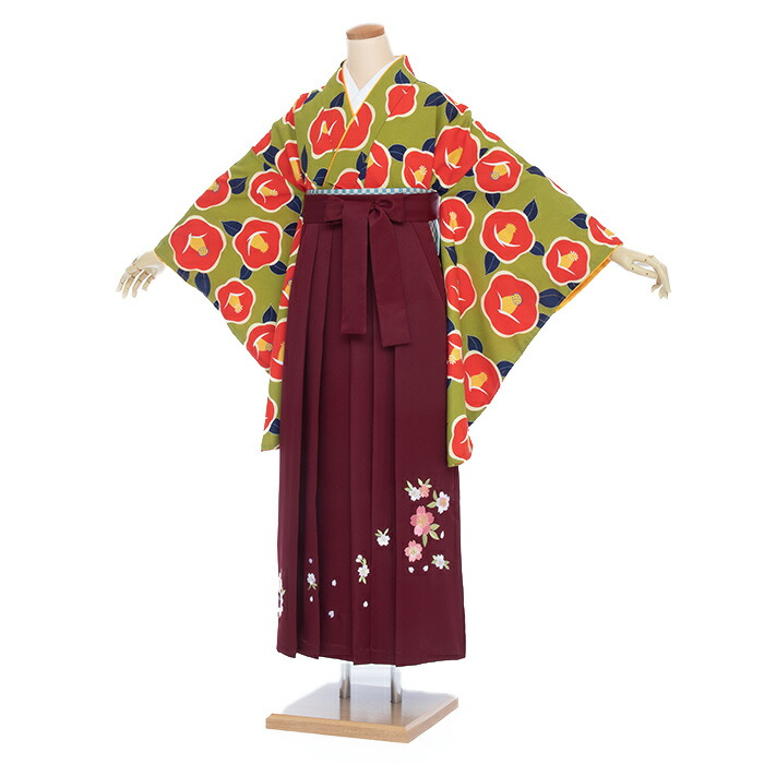 レンタル 袴卒業式女女性168cm 173cm 大きい袴送料無料着物セット高身長 袴セットフルセットグリーン椿えんじ袴大学生レトロモダンはかま着物セット足袋プレゼント卒業式袴レンタル貸衣裳送料無料 レンタル 袴卒業式女女性大きい袴 高身長袴セットフルセットトール