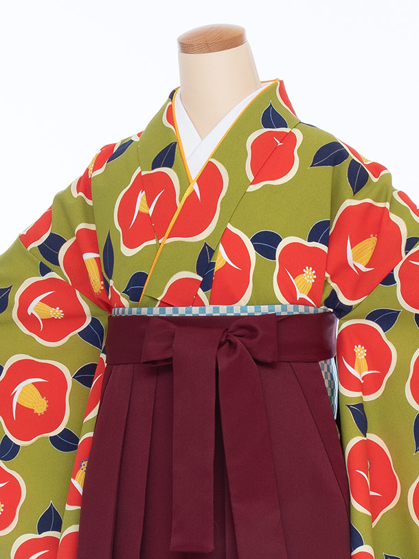 レンタル 袴卒業式女女性168cm 173cm 大きい袴送料無料着物セット高身長 袴セットフルセットグリーン椿えんじ袴大学生レトロモダンはかま着物セット足袋プレゼント卒業式袴レンタル貸衣裳送料無料 レンタル 袴卒業式女女性大きい袴 高身長袴セットフルセットトール