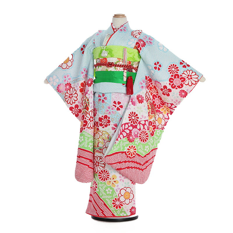 7歳女の子 フルセット きものレンタル 七五三レンタル 7歳七五三レンタル 753 髪飾り 753レンタル 和服 レンタル 七歳 7歳女の子 かわいい おしゃれ 正絹 水色 総絞り 毬に遠山桜 高級品 七五三レンタル 七五三 着物レンタル 七五三レンタル きもの レトロ 送料無料