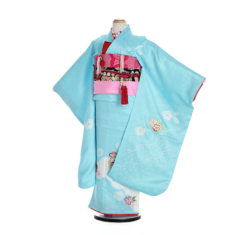 きものレンタル 7歳女の子 七五三レンタル レトロ 753レンタル かわいい おしゃれ 七五三 レンタル 七五三レンタル フルセット 和服 753 正絹 絞り 水色 梅に毬 刺繍 着物レンタル 髪飾り 7歳七五三レンタル 7歳女の子 七五三レンタル きもの レトロ 送料無料 足袋