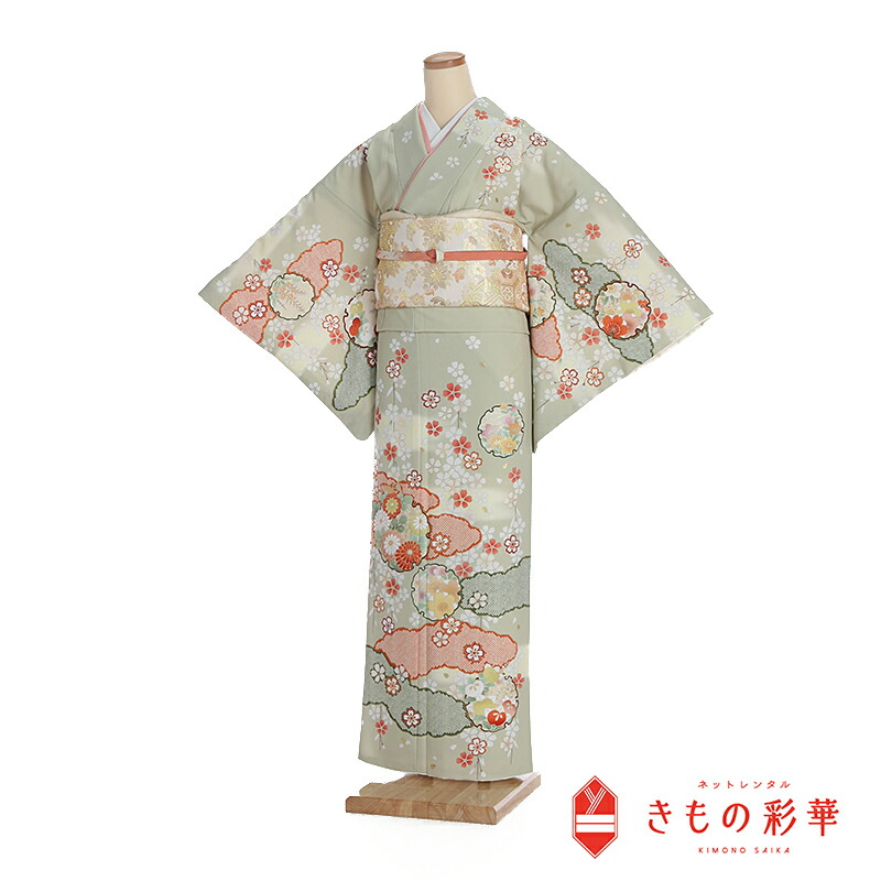 楽天市場】【レンタル】【正絹】訪問着 本手描き ブルーグレー