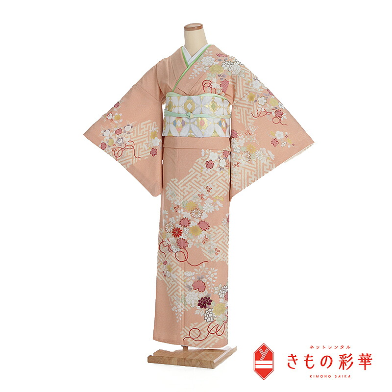 【レンタル】訪問着 付け下げ オレンジ 紗綾 疋田 鹿の子 花束 6009 ジャパンスタイル お宮参り 七五三 入学式 卒業式 結婚式 披露宴 列席 母親 送料無料 付下げ フルセット きもの 20代 30代 40代 最新コーディネイト くすみカラー フォーマル 礼装 正統派 モダン 古典