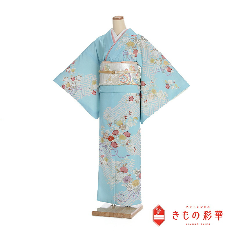 【レンタル】訪問着 付け下げ 七五三 水色 紗綾 疋田 鹿の子 花束 6010 ジャパンスタイル お宮参り 七五三 入学式 卒業式 結婚式 披露宴 列席 母親 送料無料 付下げ フルセット きもの 20代 30代 40代 50代 最新コーディネイト フォーマル 礼装 正統派 モダン 古典