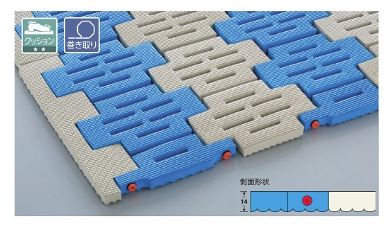 テラモト スノコ 巻き取り手合い ホンブルグ帽一巻き取り引っ敷き ベージュ/青碧 1m×1mにつき 【受注生み出すこと品】