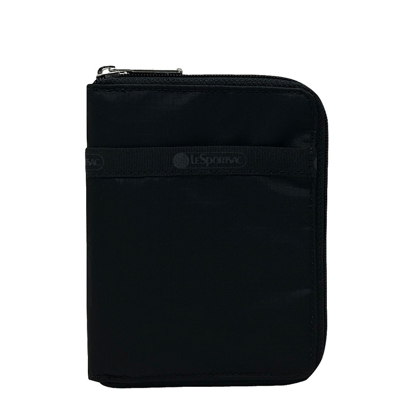 レスポートサック 渡航免状入れもの 黒 ラウンドジッパー紙入れ LESPORTSAC ZIP TRAVEL WALLET 1545 R086 RECYCLED BLACK 無地 黒いこと
