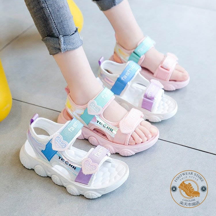 キッズ サンダル 女の子 子供 子ども 全2色 スポーツサンダル ビーチサンダル 16-21cm かわいい おしゃれ 歩きやすい