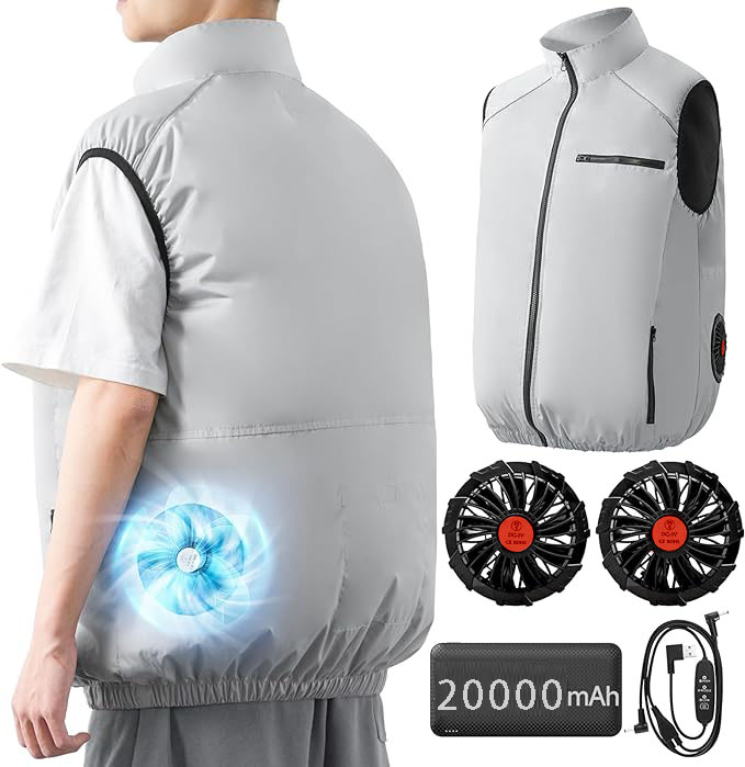 【R1439】空調冷却服　ファン付き 作業服 グレー　Lサイズ Amazon.co.jp: [wolass] 空調作業服 ファン付き 冷却服【300g超