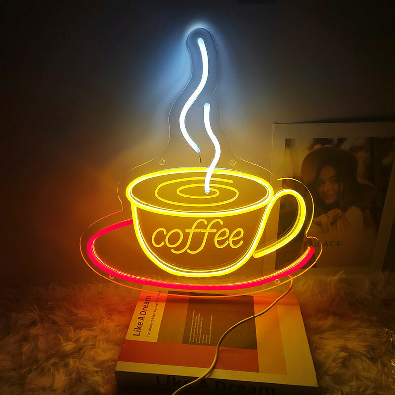 コーヒーネオンサイン coffeeネオンサイン LEDネオンライト 壁掛け ネオン看板 インテリア 雰囲気作り 喫茶店 居酒屋 ギフ バー カフェ USB給電 ギフト 装飾 寝室ウォールサイン スタジオ ホーム