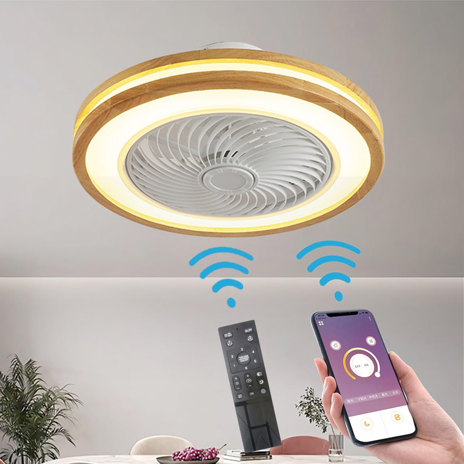 ＼マラソン期間 P10倍／LEDシーリングライト シーリングファンライト 扇風機 サーキュレーター ファン付き 10畳 約50CM リモコン付き 引掛シーリング 3段階調色 調光 風速6段階 タイマー機能 静音 省エネ 天井照明 空気循環 換気 取り付け簡単 ファン付き シーリング 72W｜Sailing店