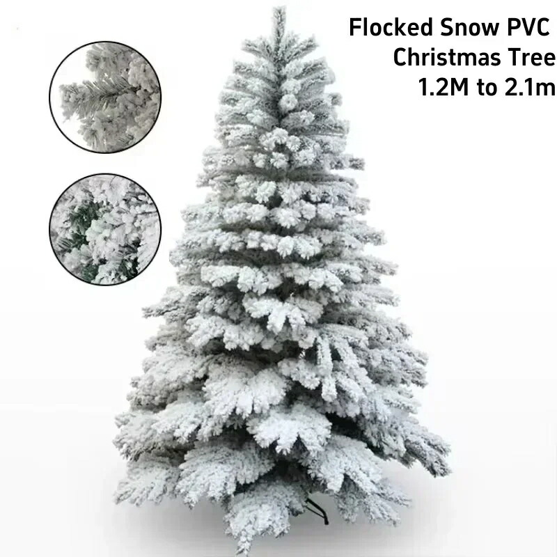 家の雰囲気の装飾のための人工クリスマスツリー、白い雪片、PVC植毛ツリー、1.2m-2.1m|Sailing店