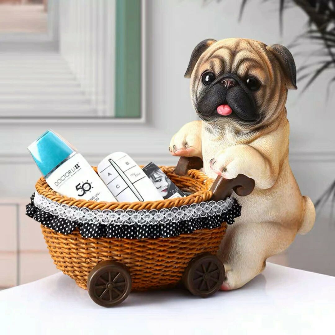 パグ 飾りつけ 小容れもの飼い犬 犬 納めるボックス席 卓上納める かご PUG小容れもの