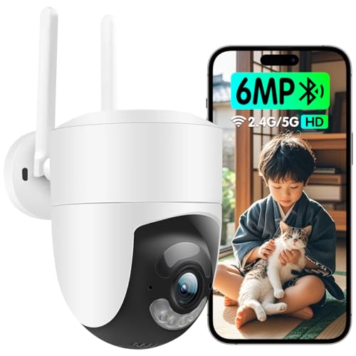 600万超高画素・AI自動追跡搭載AESTIQUO 防犯カメラ 屋外 6MP 5GHz2.4GHzデュアルバンド対応 360°見守り パンチルト（左右355°/上下120°） AI人物検知 人感発光 夜間カラー フルカラーナイトビジョン 双方向通話 常時録対応 動体検知 防犯対策 警報通知 見守りカメラ wi-f