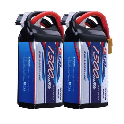 2ユニットSIGP 4S リポバッテリー1300mAh 14.8V 120CソフトパックXT60プラグ付きRC FPVドローンヘリコプター飛行機クワッドコプター用
