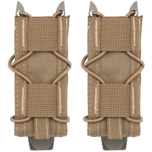 MILQUEST マガジンポーチ マグポーチ 『TACOスタイル』 ハンドガン シングルカラム～デザートイーグル、MP7など対応 MOLLE ベルト 両方対応 サバゲー CORDURA 実物ナイロン仕様 (コヨーテブラウン2個セット)