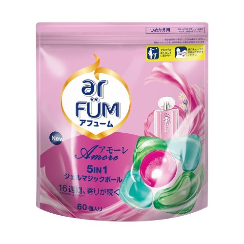 韓国1.2億個販売突破洗濯洗剤 アフューム arfum アモーレ Amore ジェルマジックボール 5in1 柔軟剤入り 大容量 詰替(詰め替え) 日本製 (詰替大60粒)