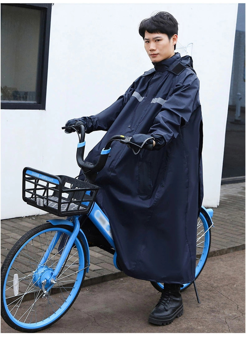大人気の 4XL つば付き 紺 レインポンチョ バイク 自転車 レインコート 防水 厚手