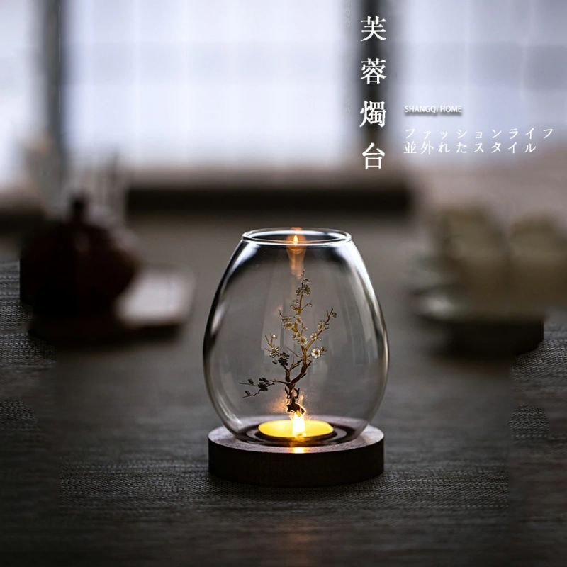 楽天市場】キャンドルスタンド 北欧風 ガラス ウッドキャンドル