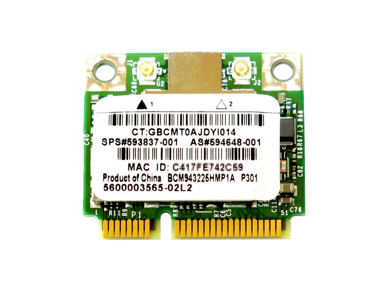 【楽天市場】HP純正 593837-001 + 汎用 BCM943225HM BCM43225 シングルバンド 2x2 802.11b/g/n ...