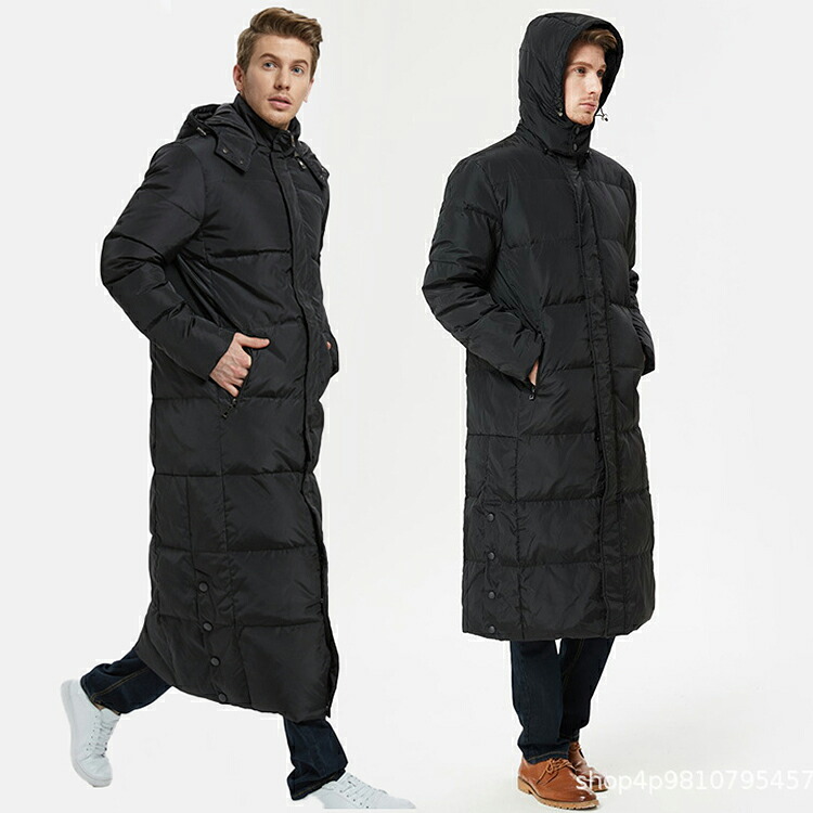ロングダウンコート メンズ 通勤 羽毛ジャケット ビジネスダウンコート ダウンジャケット 秋冬用 軽量ロングダウンジャケット 膝下 ダウンコート 抗菌 フード付き S-5XL|セレクトショップHARU