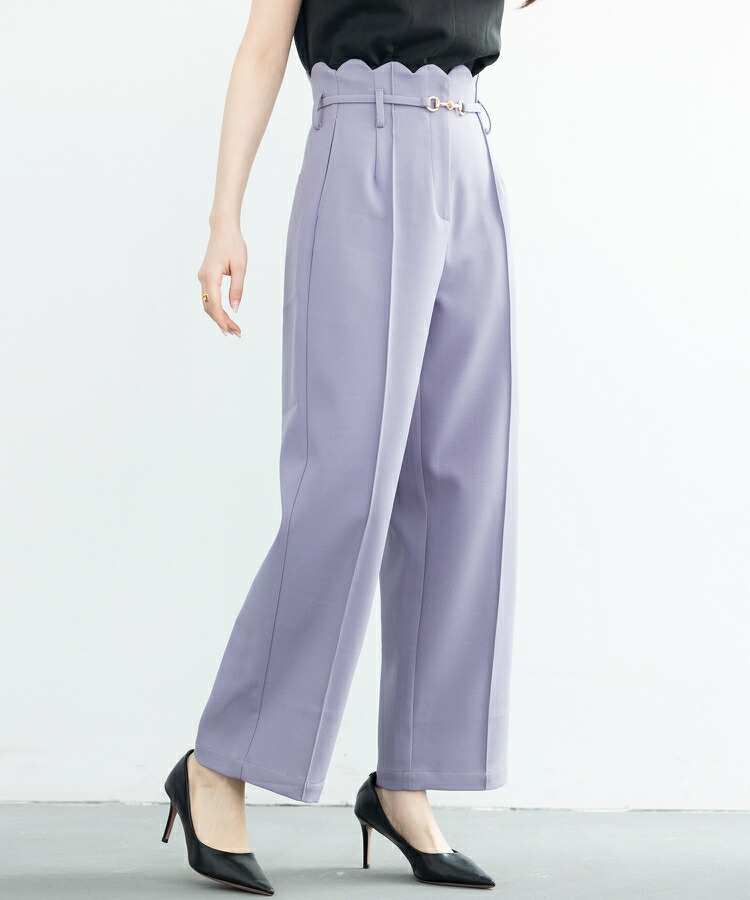 一部予約】＼30%OFFクーポン配布中／スカラップ ワイドパンツ ハイ