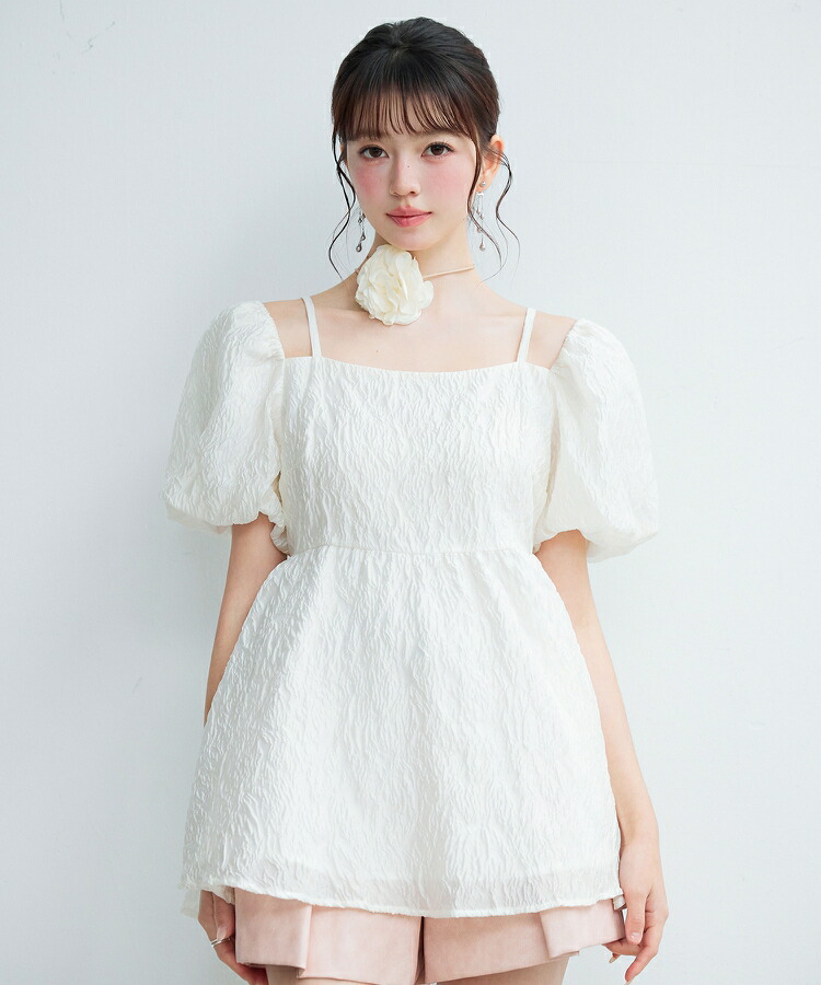 ◼︎完売品/ 新品未使用◼︎Velnica. ブラウス ホワイト 白 パフスリーブ 一部予約】ブラウス レディーストップス パフスリーブ 2way オフ