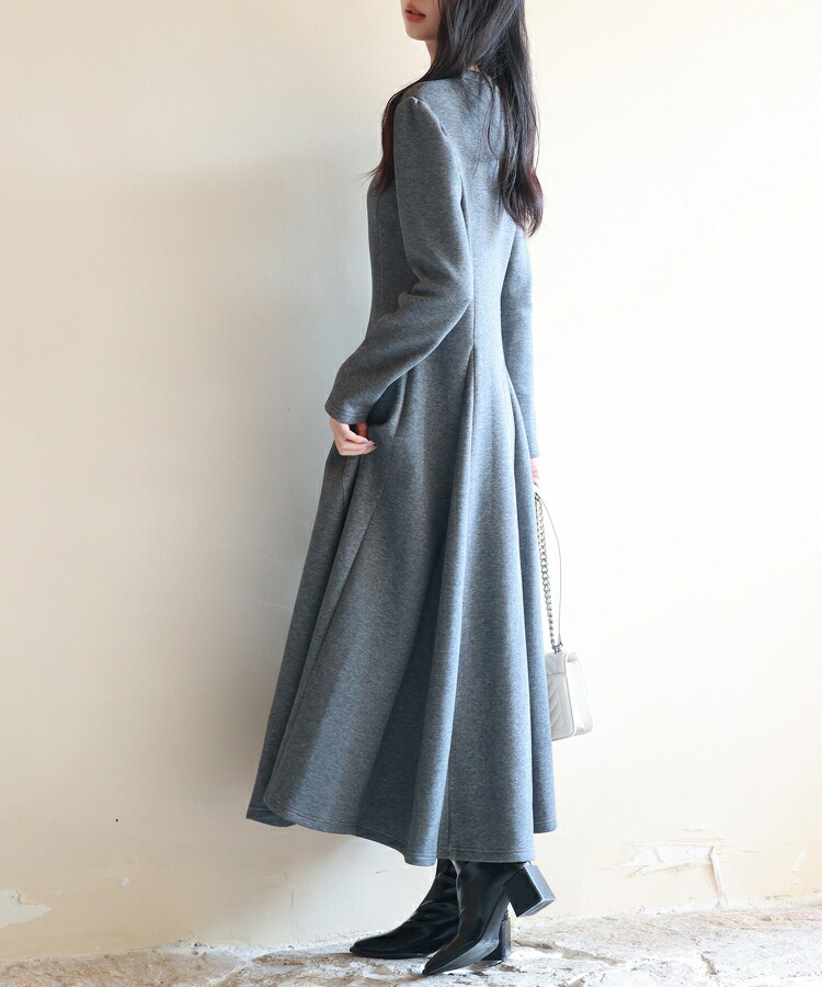 一部予約】ワンピース レディース ゴアードワンピース Vネック ロング