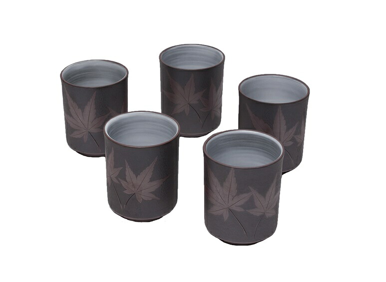 酔月作 楓文湯呑揃【萬古焼】[茶の葉 茶器 槭樹 もみじ 言い慣わし芸術士 差し上げ物 差し上げ物 差し上げ物]