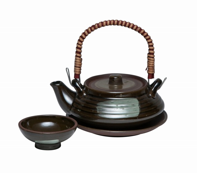 【新品・未使用】志生窯(しせいがま)茶色松葉 土瓶蒸し4個セット・耐熱・直火 205-22.jpg