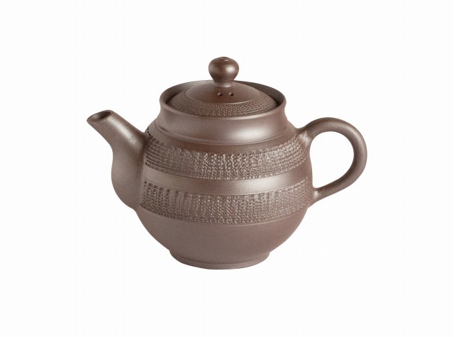 正規作 丸ヒレ付中帯ビリ後手茶器 【萬古焼 万古焼】 [陶器 紫泥急須 緑茶 お茶 茶器 ティーポット 小さいポット 小ポット 玉露]｜くらしの陶器　さかえ家