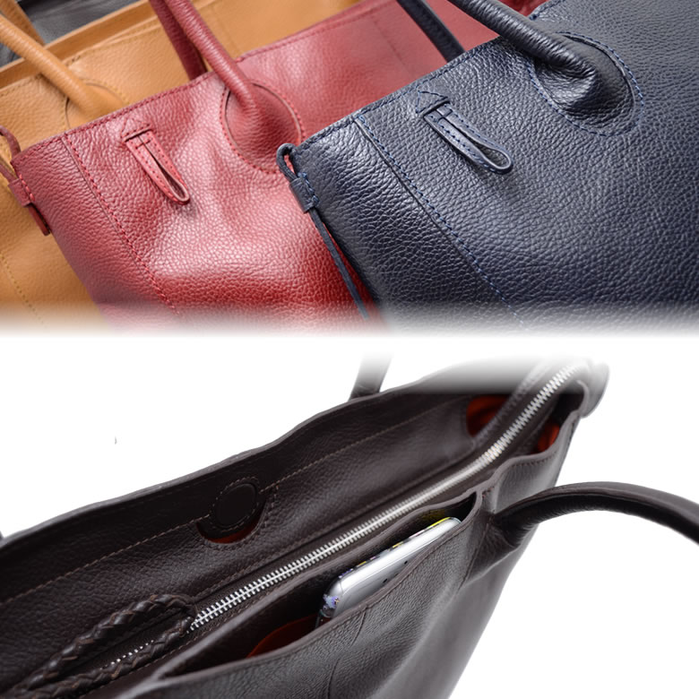 【楽天市場】トートバッグ 革 ファスナー付き a4 レザー 本革 通学 通勤 ブランド 人気 メンズ・父の日・プレゼント：バッグ財布の目々澤鞄