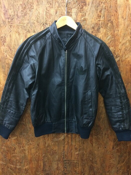 black leather adidas jacket
