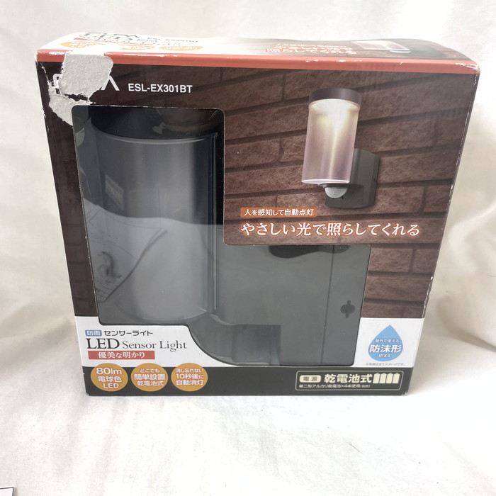 ELPA LED 防雨 センサーライト 80lm 電球色 乾電池式 ESL-EX301BT [jgg]【中古】