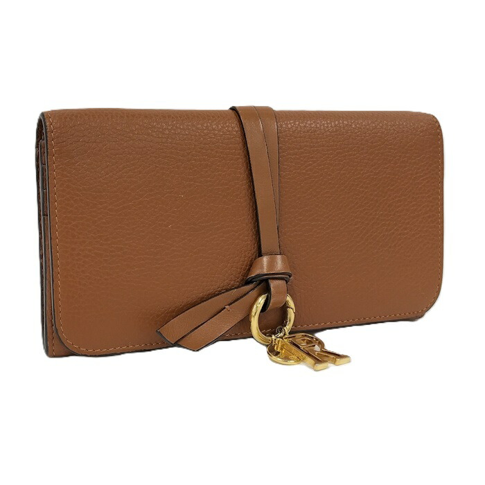 Chloé Cチャームウォレット　二つ折り長財布 ダークブラウン　本革 CL1816DW00145_3_l.jpg