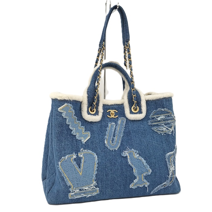 CHANEL 2WAYトートバッグ 買い出し ジーンズ青色 ジーンズ AS0759【中古】