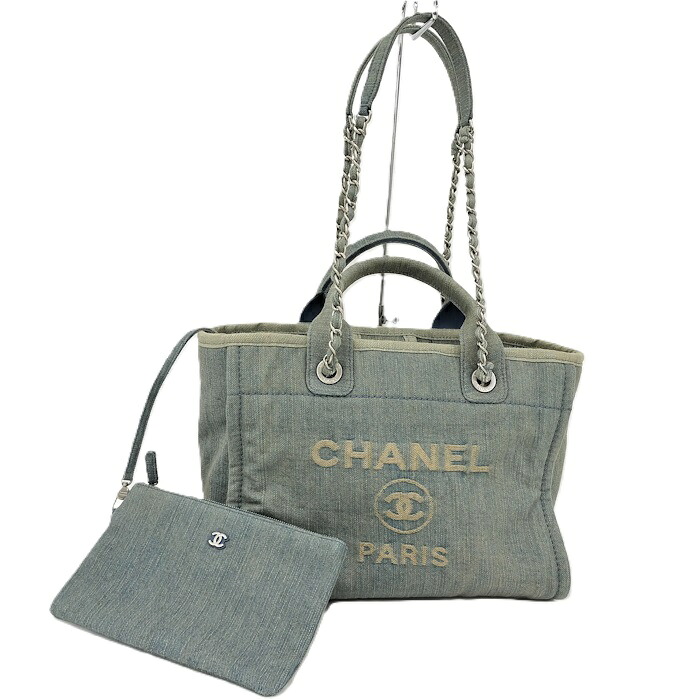 CHANEL ショルダーバッグ ドーヴィル スモール ココマーク デニム ライトブルー AS3257【中古】