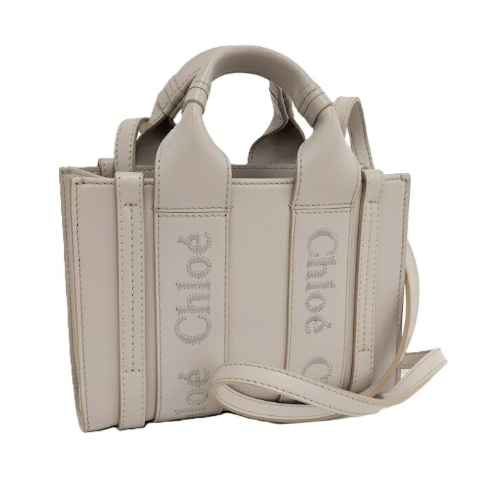 美品 Chloe クロエ パラティ 2WAY ハンドバッグ ショルダーバッグ 白 クロエ ハンドバッグ ショルダーバッグ ウッディ ミニバッグ