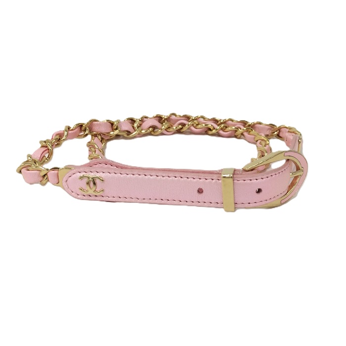 CHANEL 胴締め チェーン店 なめし革 サクラ色 A24C【中古】