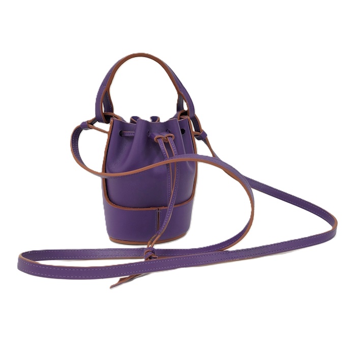 LOEWE バルーンバッグ 2WAYショルダーバッグ 巾着 レザー パープル【中古】
